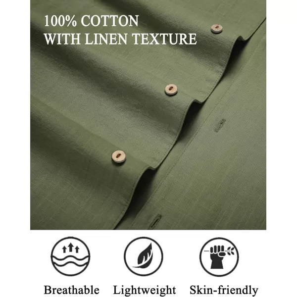 COOFANDY Mens Casual Cotton Linen Shirt Short Sleeve Button Up Shirts Summer Beach Top