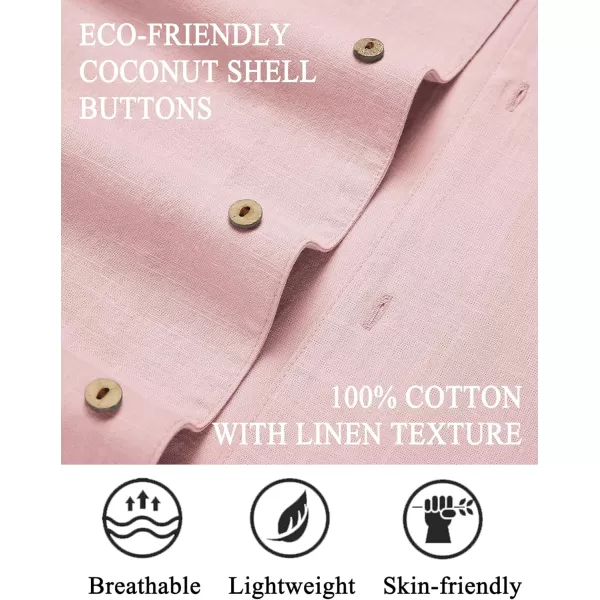 COOFANDY Mens Casual Cotton Linen Shirt Short Sleeve Button Up Shirts Summer Beach Top