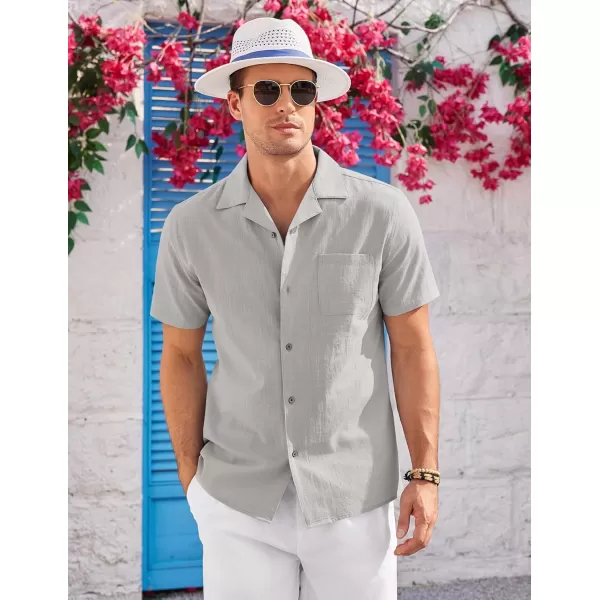 COOFANDY Mens Casual Cotton Linen Shirt Short Sleeve Button Up Shirts Summer Beach Top