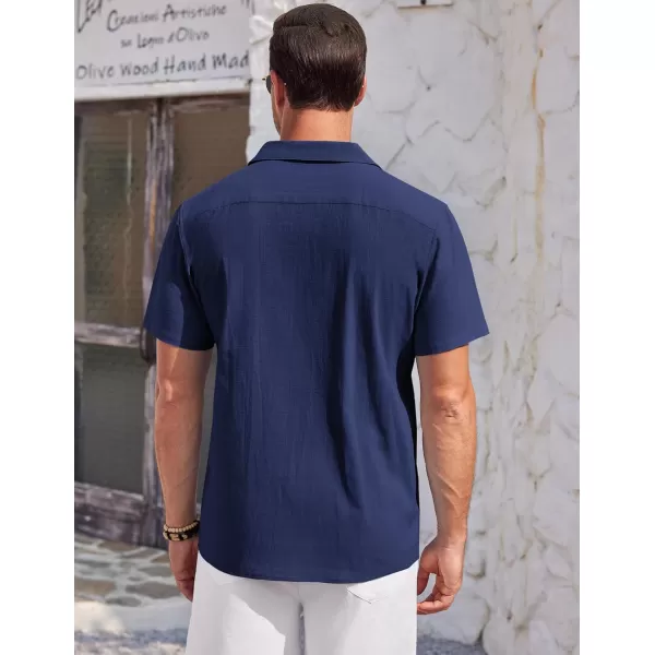 COOFANDY Mens Casual Cotton Linen Shirt Short Sleeve Button Up Shirts Summer Beach Top