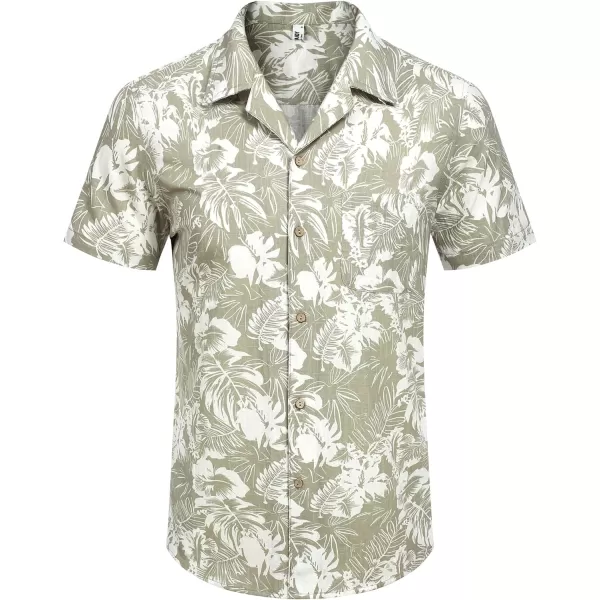 COOFANDY Mens Casual Cotton Linen Shirt Short Sleeve Button Up Shirts Summer Beach Top