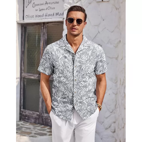 COOFANDY Mens Casual Cotton Linen Shirt Short Sleeve Button Up Shirts Summer Beach Top