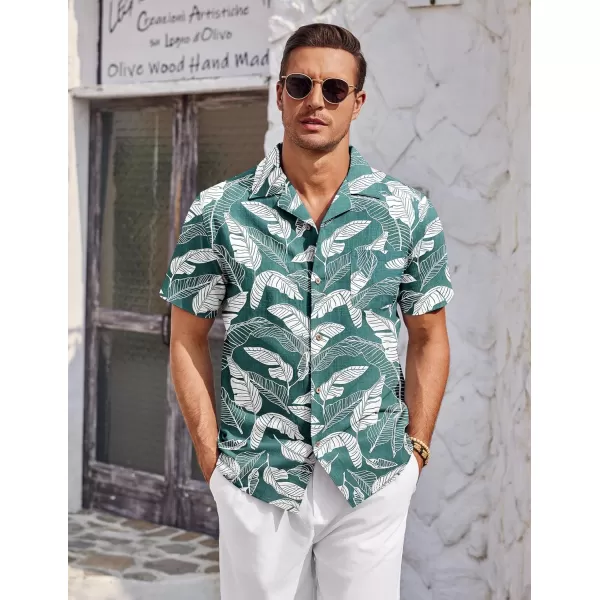 COOFANDY Mens Casual Cotton Linen Shirt Short Sleeve Button Up Shirts Summer Beach Top