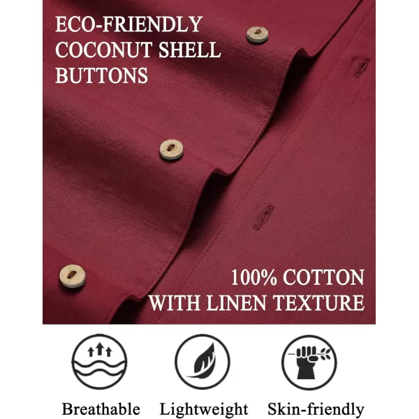 COOFANDY Mens Casual Cotton Linen Shirt Short Sleeve Button Up Shirts Summer Beach Top
