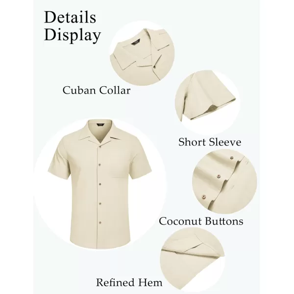 COOFANDY Mens Casual Cotton Linen Shirt Short Sleeve Button Up Shirts Summer Beach Top