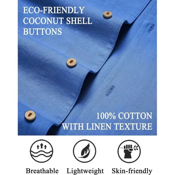 COOFANDY Mens Casual Cotton Linen Shirt Short Sleeve Button Up Shirts Summer Beach Top