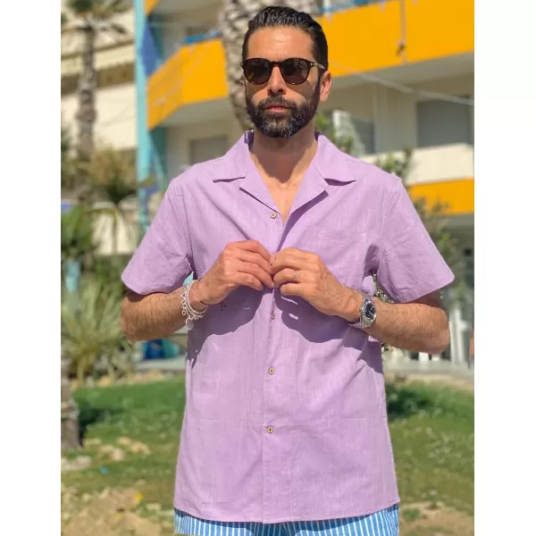 COOFANDY Mens Casual Cotton Linen Shirt Short Sleeve Button Up Shirts Summer Beach Top