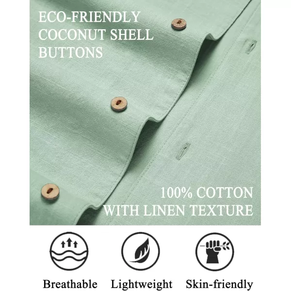 COOFANDY Mens Casual Cotton Linen Shirt Short Sleeve Button Up Shirts Summer Beach Top
