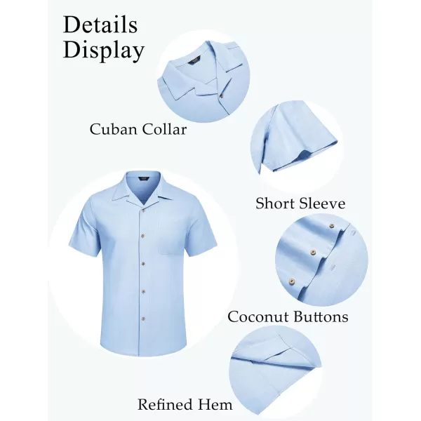 COOFANDY Mens Casual Cotton Linen Shirt Short Sleeve Button Up Shirts Summer Beach Top