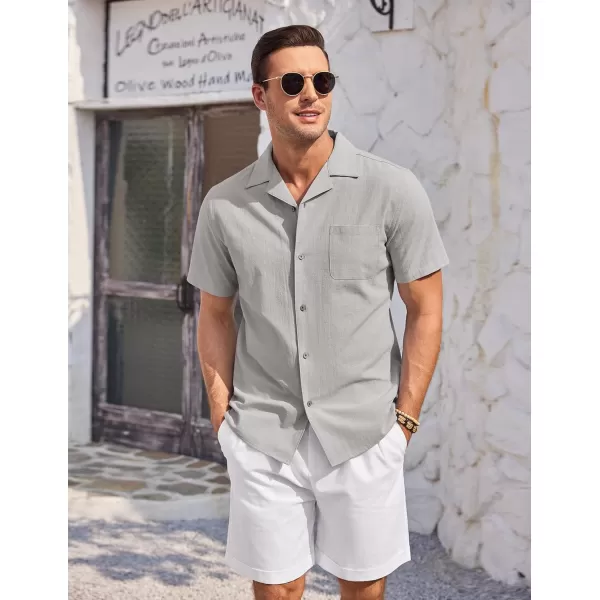 COOFANDY Mens Casual Cotton Linen Shirt Short Sleeve Button Up Shirts Summer Beach Top