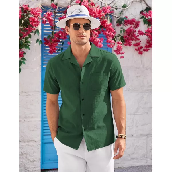 COOFANDY Mens Casual Cotton Linen Shirt Short Sleeve Button Up Shirts Summer Beach Top