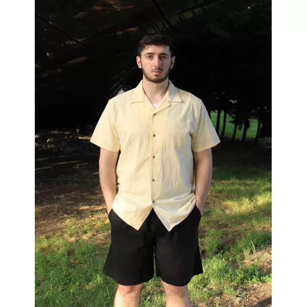 COOFANDY Mens Casual Cotton Linen Shirt Short Sleeve Button Up Shirts Summer Beach Top