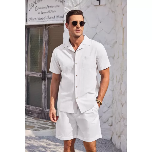 COOFANDY Mens Casual Cotton Linen Shirt Short Sleeve Button Up Shirts Summer Beach Top