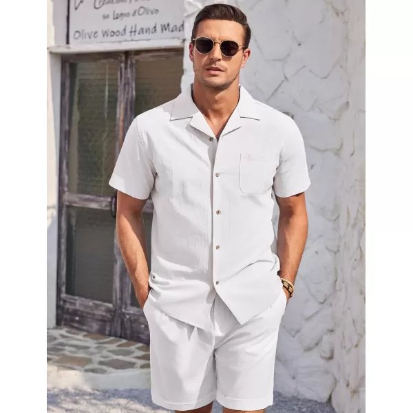COOFANDY Mens Casual Cotton Linen Shirt Short Sleeve Button Up Shirts Summer Beach Top