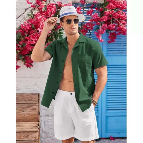 COOFANDY Mens Casual Cotton Linen Shirt Short Sleeve Button Up Shirts Summer Beach Top