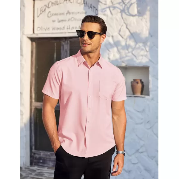 COOFANDY Mens Casual Dress Shirt Short Sleeve Wrinkle Free Dress Shirt Business Casual Shirts