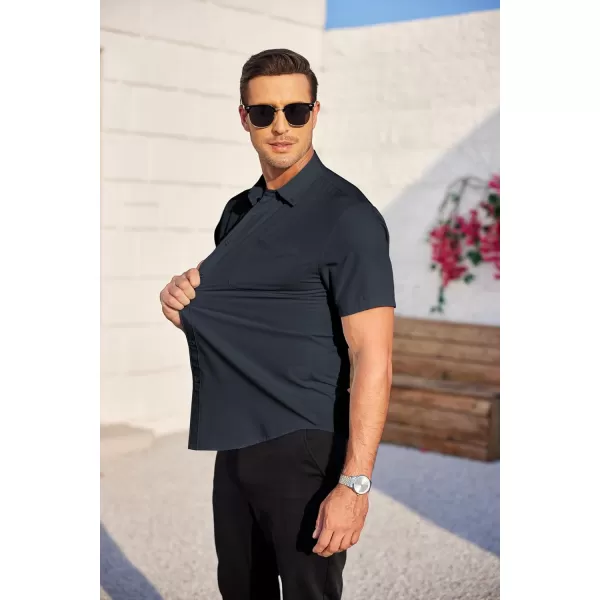 COOFANDY Mens Casual Dress Shirt Short Sleeve Wrinkle Free Dress Shirt Business Casual Shirts