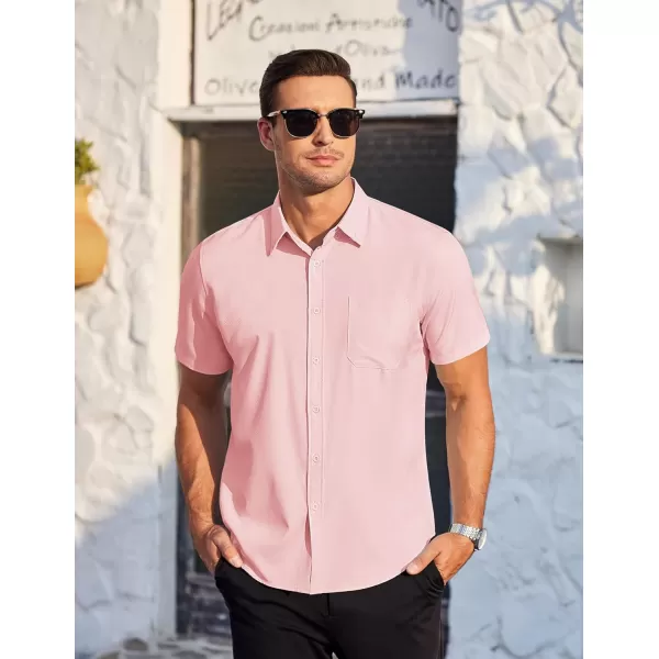 COOFANDY Mens Casual Dress Shirt Short Sleeve Wrinkle Free Dress Shirt Business Casual Shirts