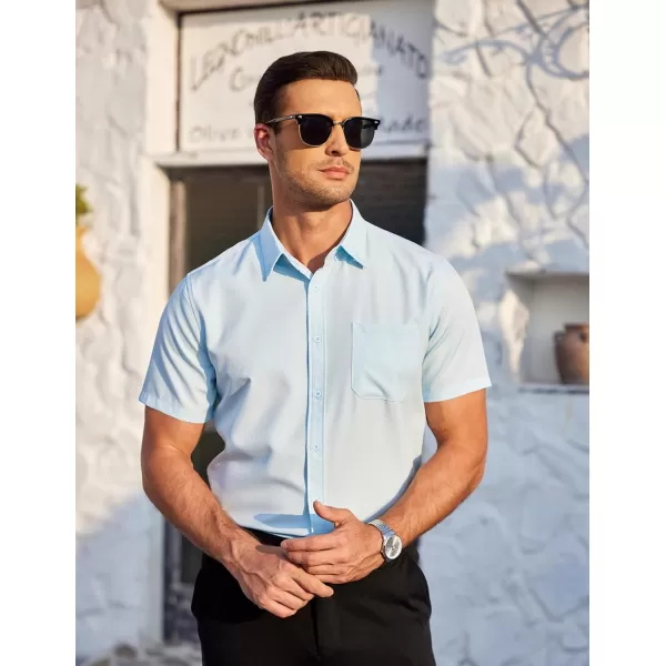 COOFANDY Mens Casual Dress Shirt Short Sleeve Wrinkle Free Dress Shirt Business Casual Shirts