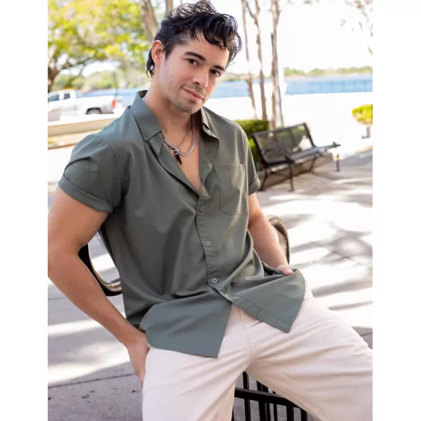 COOFANDY Mens Casual Dress Shirt Short Sleeve Wrinkle Free Dress Shirt Business Casual Shirts