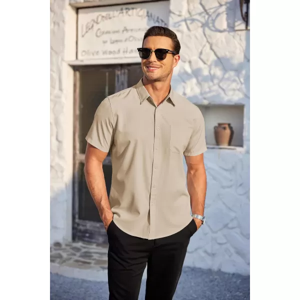 COOFANDY Mens Casual Dress Shirt Short Sleeve Wrinkle Free Dress Shirt Business Casual Shirts