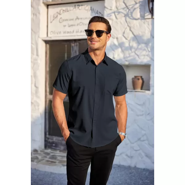 COOFANDY Mens Casual Dress Shirt Short Sleeve Wrinkle Free Dress Shirt Business Casual Shirts