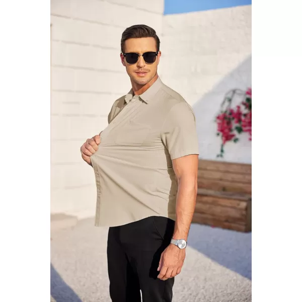 COOFANDY Mens Casual Dress Shirt Short Sleeve Wrinkle Free Dress Shirt Business Casual Shirts