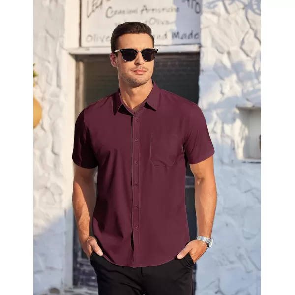 COOFANDY Mens Casual Dress Shirt Short Sleeve Wrinkle Free Dress Shirt Business Casual Shirts