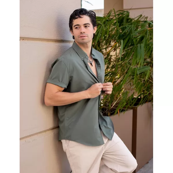 COOFANDY Mens Casual Dress Shirt Short Sleeve Wrinkle Free Dress Shirt Business Casual Shirts