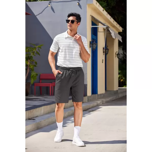 COOFANDY Mens Casual Elastic Waist Pull On Shorts Cotton Drawstring Relaxed Fit Summer Dress Shorts with Pockets