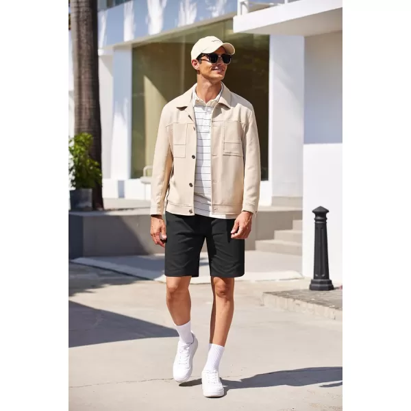 COOFANDY Mens Casual Elastic Waist Pull On Shorts Cotton Drawstring Relaxed Fit Summer Dress Shorts with Pockets