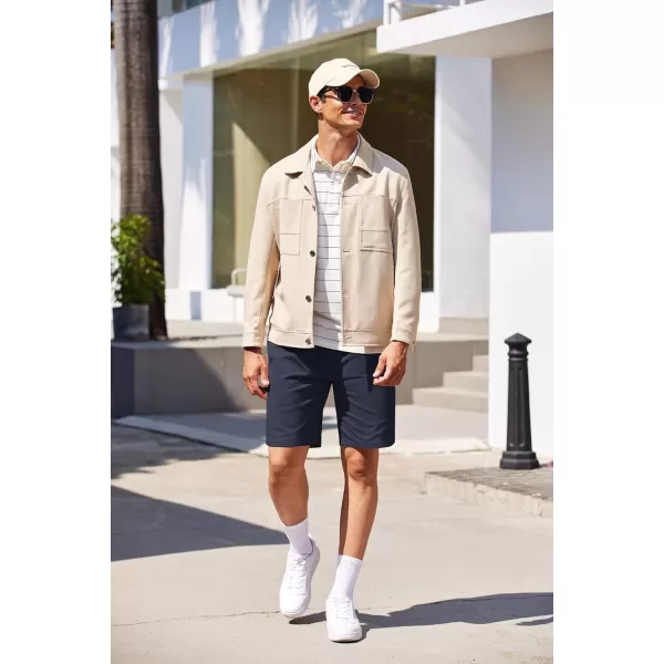 COOFANDY Mens Casual Elastic Waist Pull On Shorts Cotton Drawstring Relaxed Fit Summer Dress Shorts with Pockets