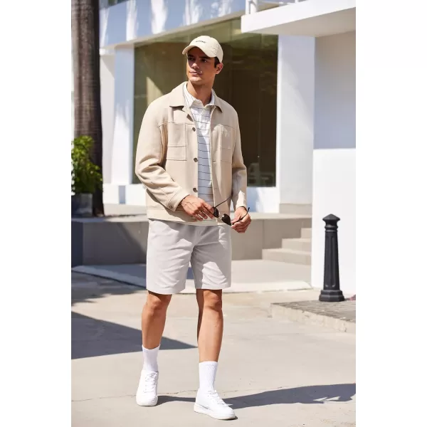 COOFANDY Mens Casual Elastic Waist Pull On Shorts Cotton Drawstring Relaxed Fit Summer Dress Shorts with Pockets