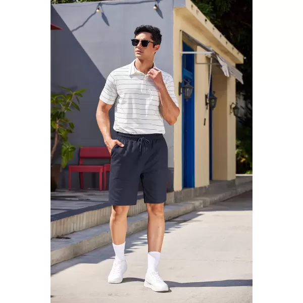 COOFANDY Mens Casual Elastic Waist Pull On Shorts Cotton Drawstring Relaxed Fit Summer Dress Shorts with Pockets