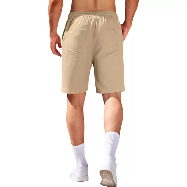 COOFANDY Mens Casual Elastic Waist Pull On Shorts Cotton Drawstring Relaxed Fit Summer Dress Shorts with Pockets