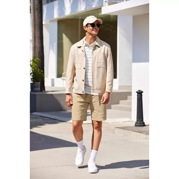 COOFANDY Mens Casual Elastic Waist Pull On Shorts Cotton Drawstring Relaxed Fit Summer Dress Shorts with Pockets