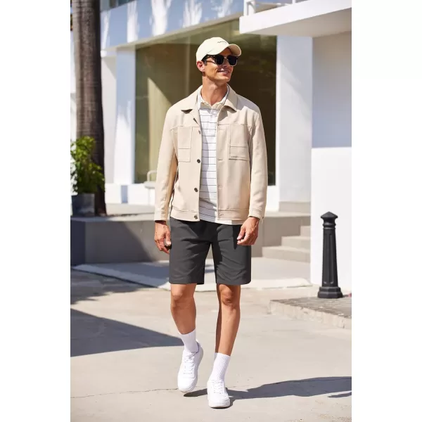 COOFANDY Mens Casual Elastic Waist Pull On Shorts Cotton Drawstring Relaxed Fit Summer Dress Shorts with Pockets