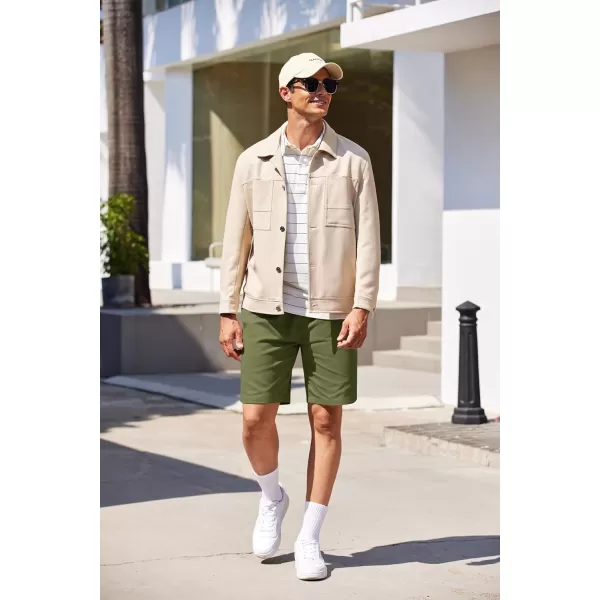 COOFANDY Mens Casual Elastic Waist Pull On Shorts Cotton Drawstring Relaxed Fit Summer Dress Shorts with Pockets