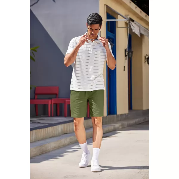 COOFANDY Mens Casual Elastic Waist Pull On Shorts Cotton Drawstring Relaxed Fit Summer Dress Shorts with Pockets