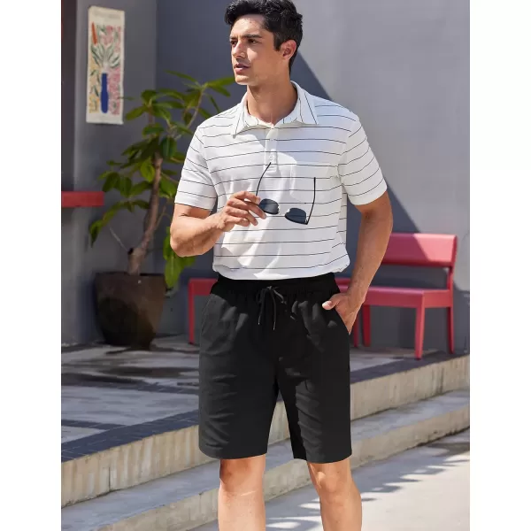 COOFANDY Mens Casual Elastic Waist Pull On Shorts Cotton Drawstring Relaxed Fit Summer Dress Shorts with Pockets