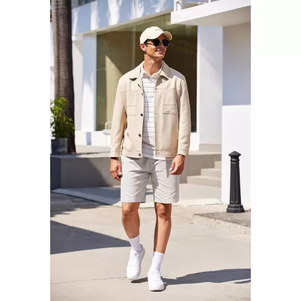 COOFANDY Mens Casual Elastic Waist Pull On Shorts Cotton Drawstring Relaxed Fit Summer Dress Shorts with Pockets