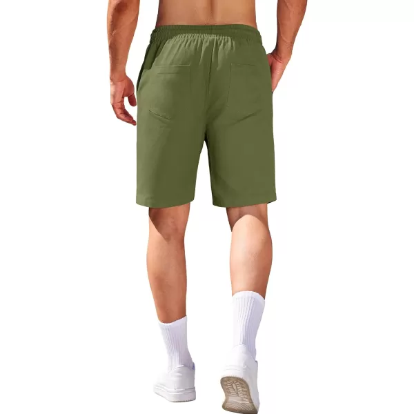 COOFANDY Mens Casual Elastic Waist Pull On Shorts Cotton Drawstring Relaxed Fit Summer Dress Shorts with Pockets