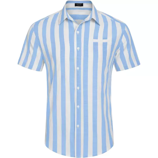 COOFANDY Mens Casual Linen Shirt Short Sleeve Button Down Shirt Summer Beach Hawaiian Shirts