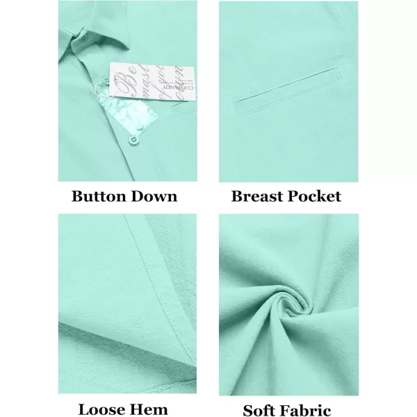 COOFANDY Mens Casual Linen Shirt Short Sleeve Button Down Shirt Summer Beach Hawaiian Shirts