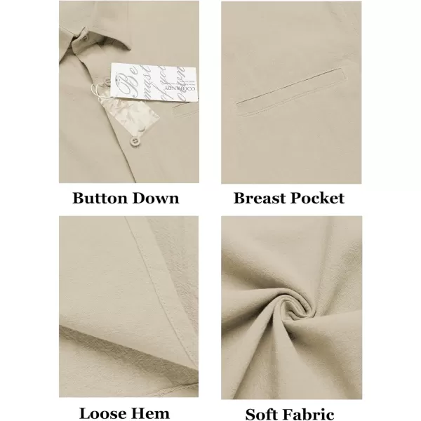 COOFANDY Mens Casual Linen Shirt Short Sleeve Button Down Shirt Summer Beach Hawaiian Shirts