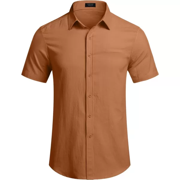 COOFANDY Mens Casual Linen Shirt Short Sleeve Button Down Shirt Summer Beach Hawaiian Shirts