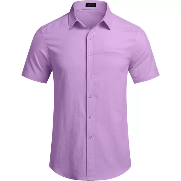 COOFANDY Mens Casual Linen Shirt Short Sleeve Button Down Shirt Summer Beach Hawaiian Shirts