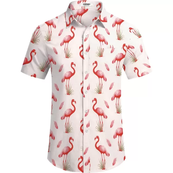COOFANDY Mens Casual Linen Shirt Short Sleeve Button Down Shirt Summer Beach Hawaiian Shirts