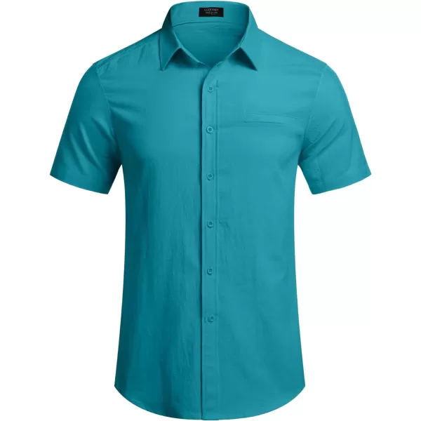 COOFANDY Mens Casual Linen Shirt Short Sleeve Button Down Shirt Summer Beach Hawaiian Shirts