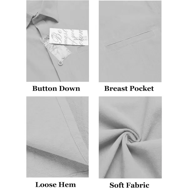 COOFANDY Mens Casual Linen Shirt Short Sleeve Button Down Shirt Summer Beach Hawaiian Shirts